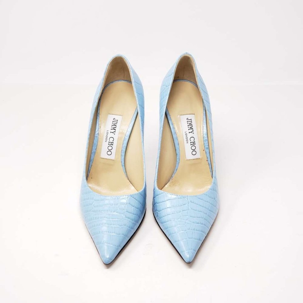 Jimmy Choo Pumpus Light Blue Leather High Heel - Picture 2 of 9